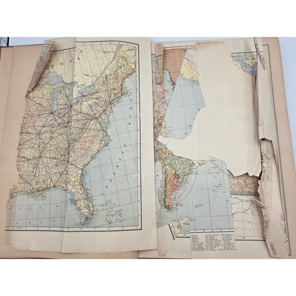 Antique 1922 Edition New World Atlas And Gazatteer P. F. Collier And Son Comapny - Picture 4 of 10